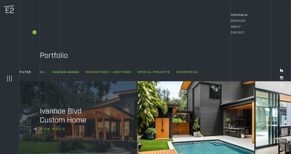 E2 Homes construction website featured project