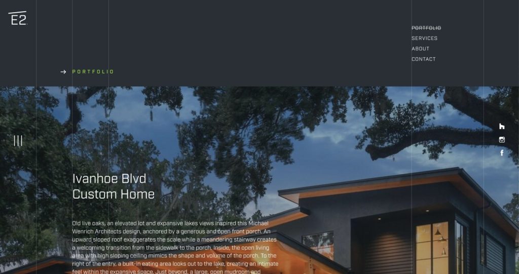 E2 Homes construction website project hero
